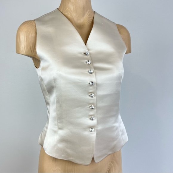 EMANUEL UNGARO 100% Silk Ivory white Formal TUXEDO VEST - Picture 2 of 15